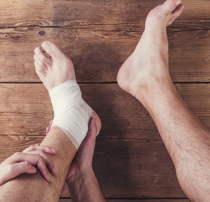 Man with injured foot